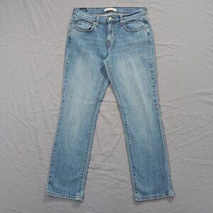 Levis 505 Blue Jeans Womens 8 Short Straight Stretch Honeycomb Whiskering Worn